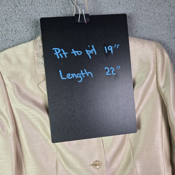 Le Suit petite champagne floral embroidered blazer 4P - Picture 10 of 16